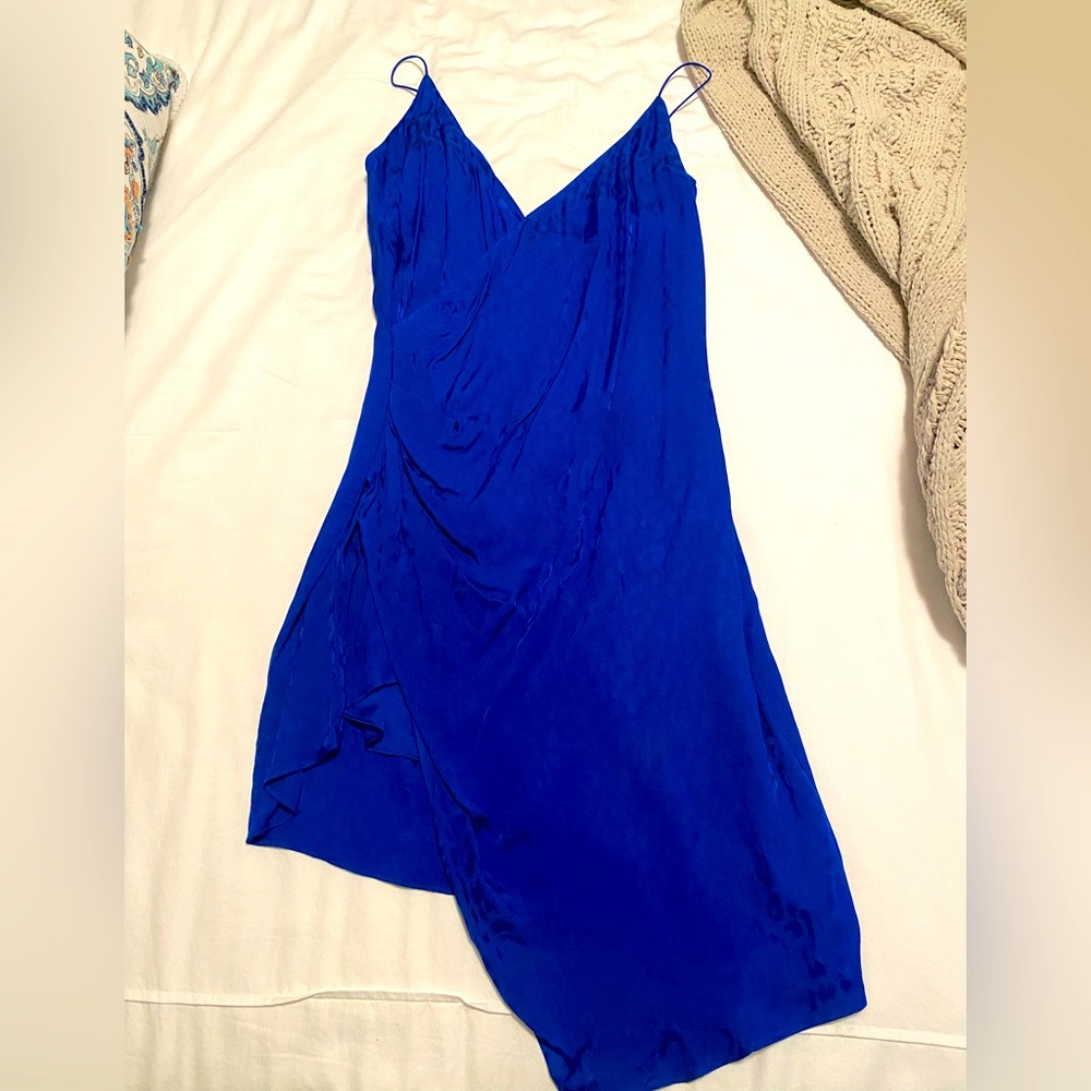 Asymmetric Royal Blue Dress